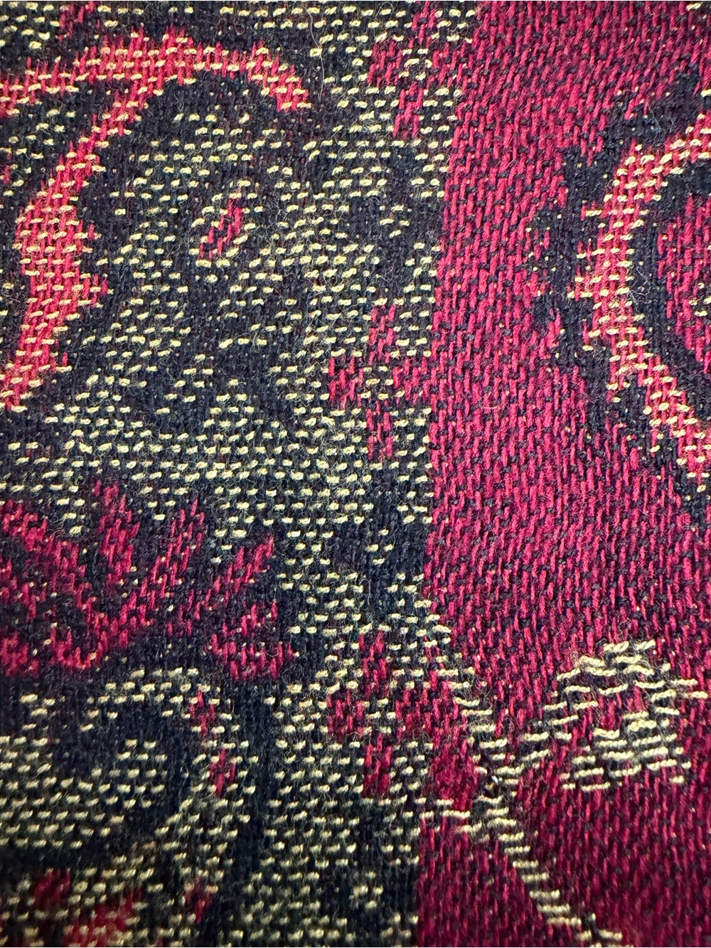 Luxurious Floral Red and Gold Wrap Scarf - Picture 5 of 5